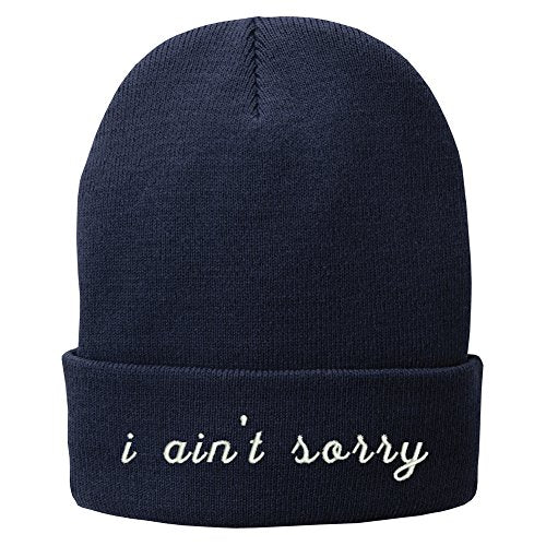 Trendy Apparel Shop Ain't Sorry Embroidered Winter Cuff Long Beanie