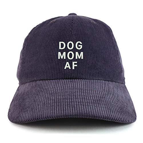 Trendy Apparel Shop Dog Mom AF Cotton Corduroy Unstructured Baseball Cap