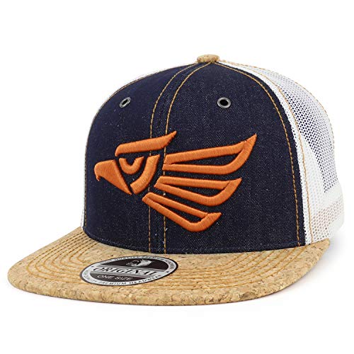 Trendy Apparel Shop Mexico Eagle Embroidered Cork Bill Denim Mesh Snapback Cap