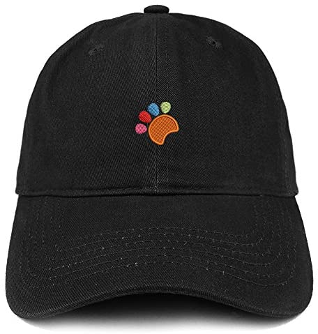 Trendy Apparel Shop Colorful Dog Paw Embroidered Brushed Cotton Dad Hat Ball Cap