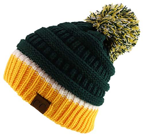 Trendy Apparel Shop Team Color Ribbed Knit Pom Pom Winter Beanie Hat