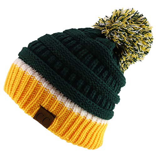 Trendy Apparel Shop Team Color Ribbed Knit Pom Pom Winter Beanie Hat