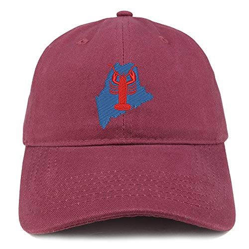 Trendy Apparel Shop Maine Lobster Embroidered Soft Crown 100% Brushed Cotton Cap