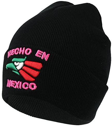Trendy Apparel Shop Hecho en Mexico Eagle 3D Embroidered Long Cuff Winter Beanie