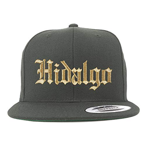 Trendy Apparel Shop Old English Hidalgo Gold Embroidered Flatbill Snapback Baseball Cap