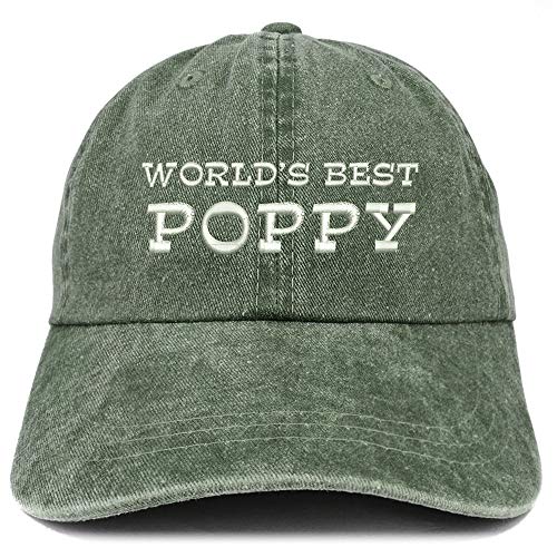 Trendy Apparel Shop World's Best Poppy Embroidered Washed Cotton Adjustable Cap