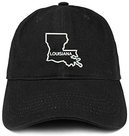 Trendy Apparel Shop Louisiana Text State Outline State Embroidered Cotton Dad Hat