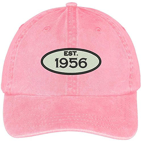 Trendy Apparel Shop Established 1956 Embroidered 63rd Birthday Gift Washed Cotton Cap