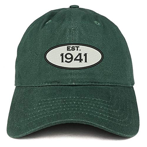 Trendy Apparel Shop 80th Birthday Established 1941 Soft Crown Brushed Cotton Cap