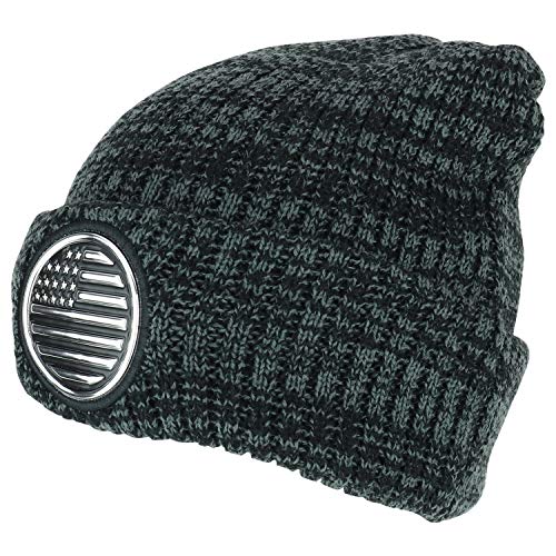 Trendy Apparel Shop USA Flag High Frequency Patch Winter Cuff Long Beanie
