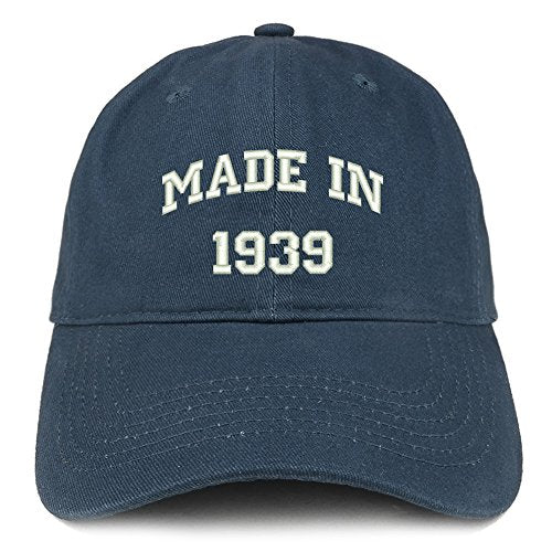 Trendy Apparel Shop Made in 1939 Text Embroidered 82nd Birthday Brushed Cotton Cap