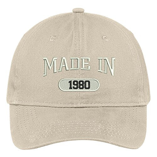 Trendy Apparel Shop 39th Birthday - Made in 1980 Embroidered Low Profile Cotton Baseball Cap