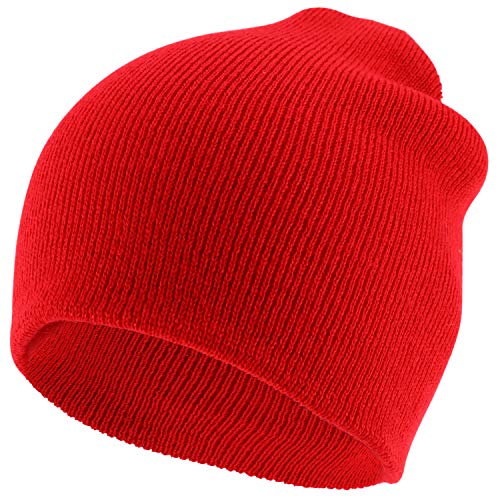 Trendy Apparel Shop Made in USA Plain Acrylic Winter Knit Short Winter Beanie