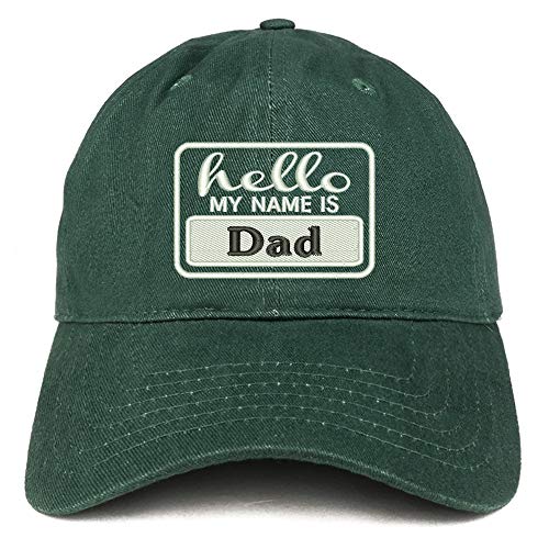 Trendy Apparel Shop Hello My Name is Dad Soft Crown 100% Brushed Cotton Cap