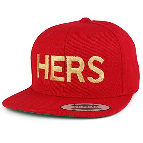 Trendy Apparel Shop Hers Gold Embroidered Flat Bill Structured Baseball Cap