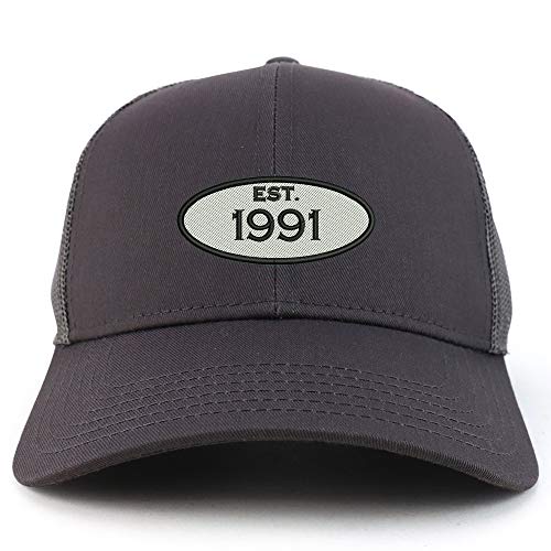 Trendy Apparel Shop Established 1991 Embroidered 30th Birthday High Profile High Profile Trucker Mesh Cap
