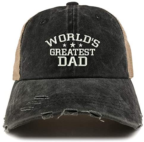 Trendy Apparel Shop World's Greatest Dad Pigment Dyed Mesh Back Frayed Bill Cap
