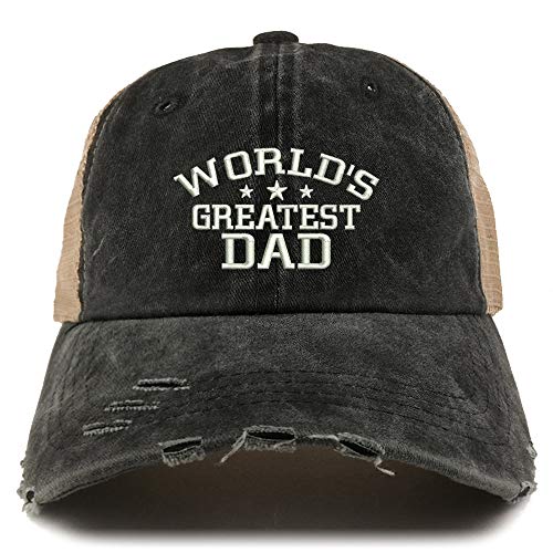 Trendy Apparel Shop World's Greatest Dad Pigment Dyed Mesh Back Frayed Bill Cap
