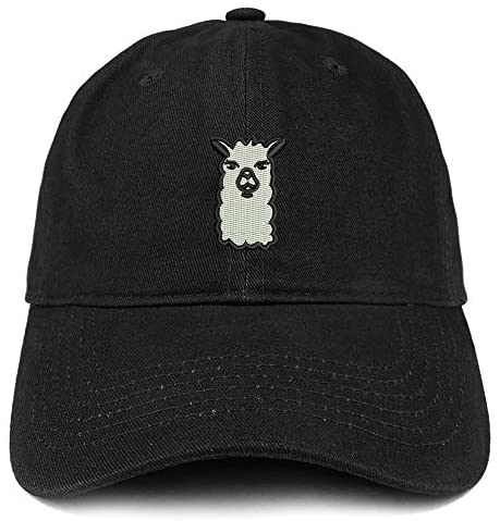 Trendy Apparel Shop Llama Head Embroidered Soft Crown 100% Brushed Cotton Cap