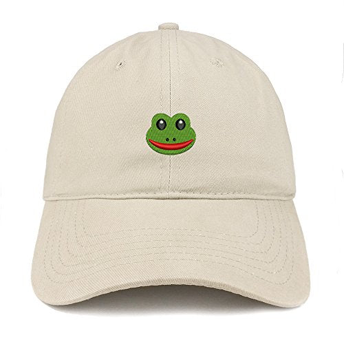 Trendy Apparel Shop Frog Emoticon Embroidered 100% Soft Brushed Cotton Low Profile Cap
