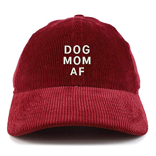 Trendy Apparel Shop Dog Mom AF Cotton Corduroy Unstructured Baseball Cap