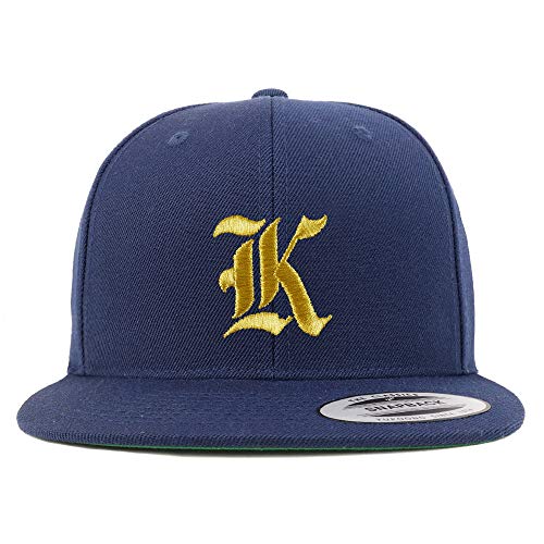 Trendy Apparel Shop Old English Gold K Embroidered Snapback Flatbill Baseball Cap