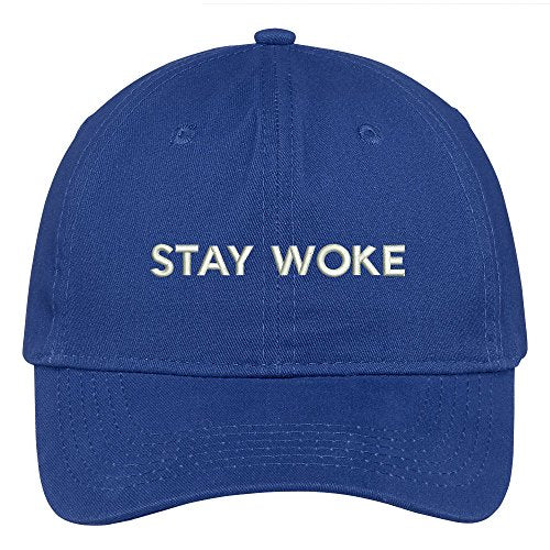 Trendy Apparel Shop Stay Woke Embroidered Low Profile Soft Cotton Brushed Baseball Cap