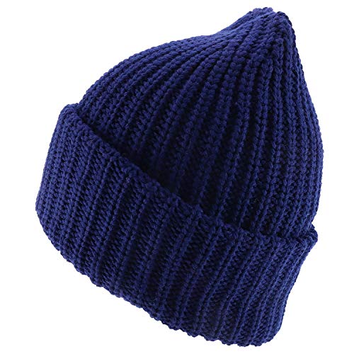 Trendy Apparel Shop Long Cuffed Plain Thick Ribbed Chunky Knit Winter Beanie Hat