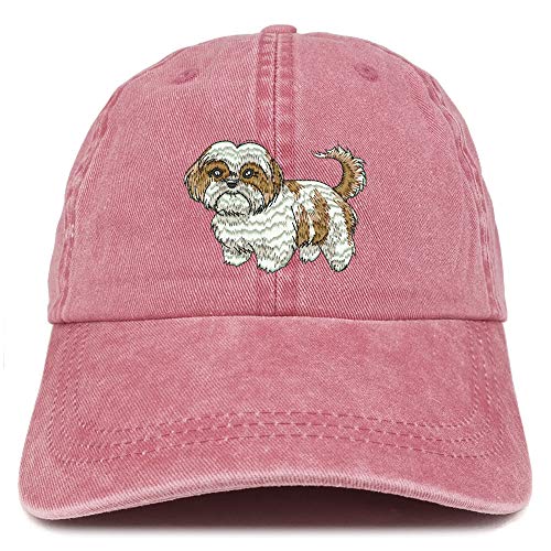 Trendy Apparel Shop Shih Tzu Embroidered Washed Low Profile Cap