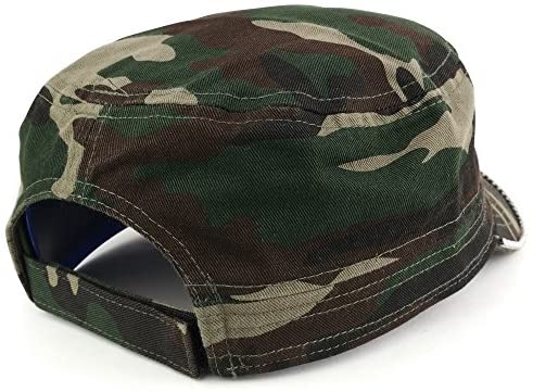 Trendy Apparel Shop Cubic Stud Castro Cadet Flat Top Style Adjustable Cotton Cap Hat