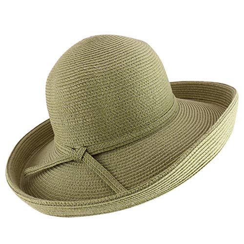 Trendy Apparel Shop Women's UPF 50+ Soft Paper Braid Large Kettle Brim Sun Hat