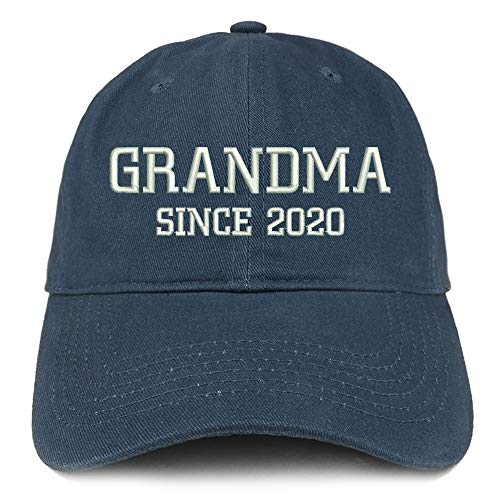 Trendy Apparel Shop Grandma Since 2020 Embroidered Soft Crown 100% Brushed Cotton Cap