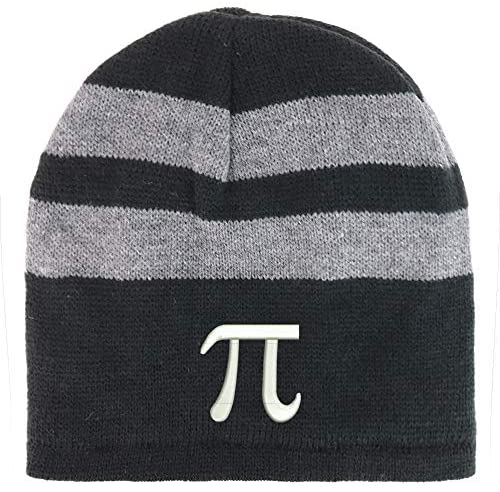 Trendy Apparel Shop Pi Math Symbol Fleece Lined Striped Short Beanie