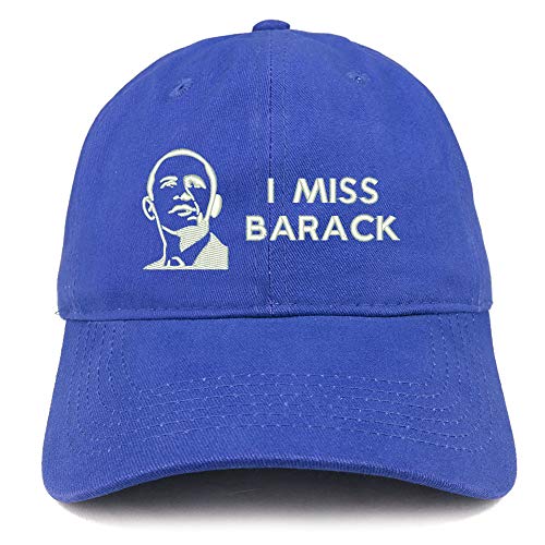Trendy Apparel Shop I Miss Barack and Portrait Embroidered Brushed Cotton Cap