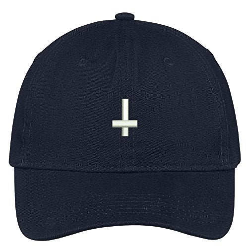 Trendy Apparel Shop Inverted Cross Embroidered Low Profile Soft Cotton Brushed Baseball Cap