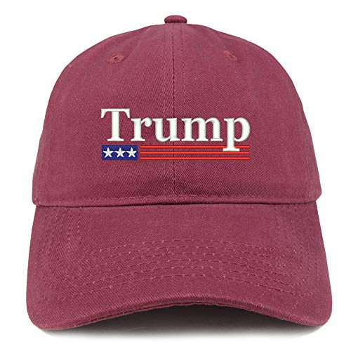 Trendy Apparel Shop Trump USA Flag Embroidered 100% Cotton Adjustable Cap Dad Hat