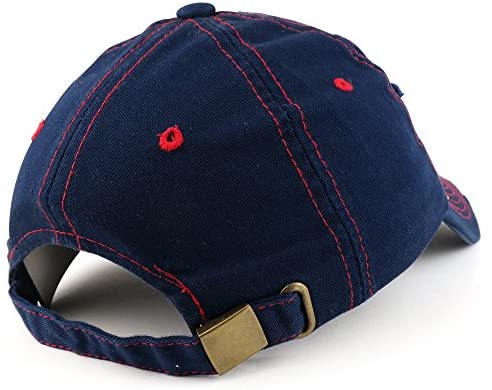 Trendy Apparel Shop Navy Embroidered Frayed Vintage High Contrast Unstructured Baseball Cap - Navy