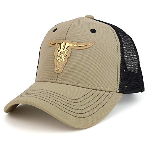 Trendy Apparel Shop High Frequency Western OX Skull Structured Trucker Mesh Cap