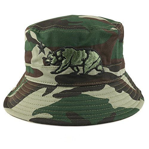 Trendy Apparel Shop Cali Bear Star Embroidered Cotton Twill Bucket Hat