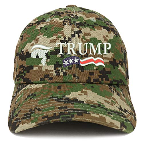 Trendy Apparel Shop Trump Image USA Flag Embroidered Cotton Dad Hat