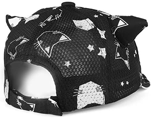 Trendy Apparel Shop Kitty Cat Ear Stitched Unstructured Mesh Back Infant to Toddler Baseball Cap