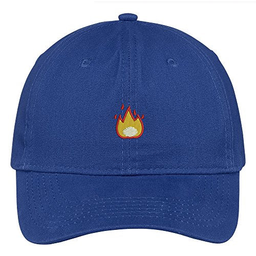 Trendy Apparel Shop Fire Emoticon Embroidered 100% Quality Brushed Cotton Baseball Cap