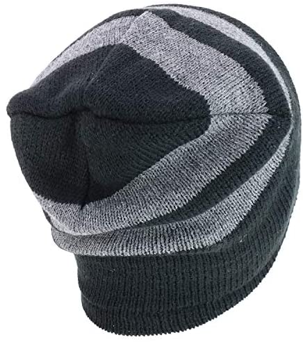 Trendy Apparel Shop Fleece Lined Striped Winter Short Beanie Cap