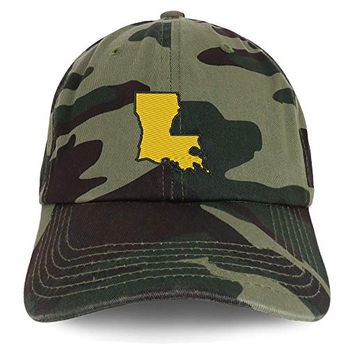 Trendy Apparel Shop Louisiana State Map Embroidered Cotton Dad Hat