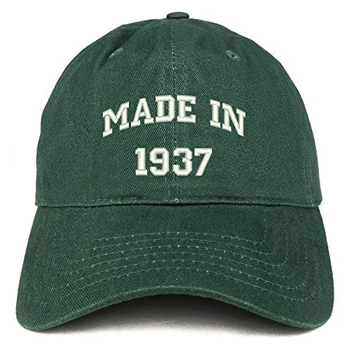 Trendy Apparel Shop Made in 1937 Text Embroidered 84th Birthday Brushed Cotton Cap