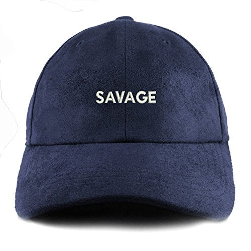 Trendy Apparel Shop Savage Embroidered Faux Suede Leather Adjustable Cap