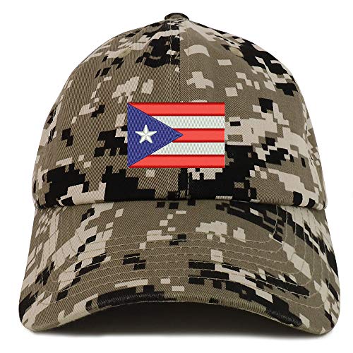 Trendy Apparel Shop Puerto Rico Flag Embroidered Soft Crown 100% Brushed Cotton Cap