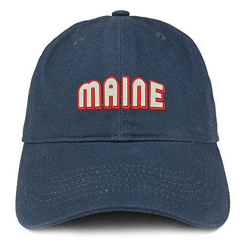 Trendy Apparel Shop Maine Bold Text Embroidered Soft Crown 100% Brushed Cotton Cap