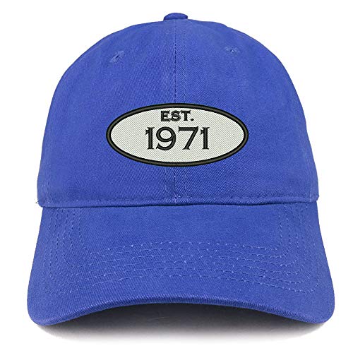 Trendy Apparel Shop 50th Birthday Established 1971 Soft Crown Brushed Cotton Cap