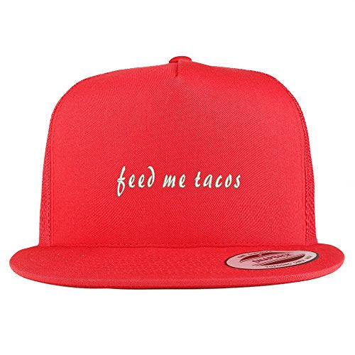 Trendy Apparel Shop Feed Me Tacos Embroidered 5 Panel Flat Bill Trucker Mesh Back Cap